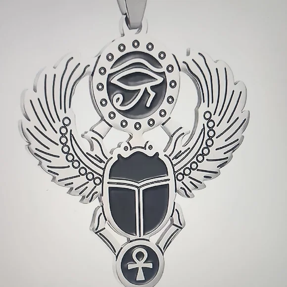 🪲🪲🪲🪲 Stainless Steel  Egyptian Scarab Pendant Necklace 🪲🪲🪲🪲 - Picture 4 of 6